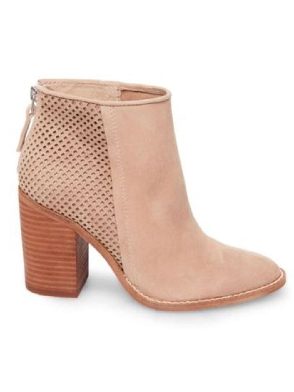 NEW Steve Madden Replay Taupe Suede Almond Toe Block Heel Ankle Boot Bootie